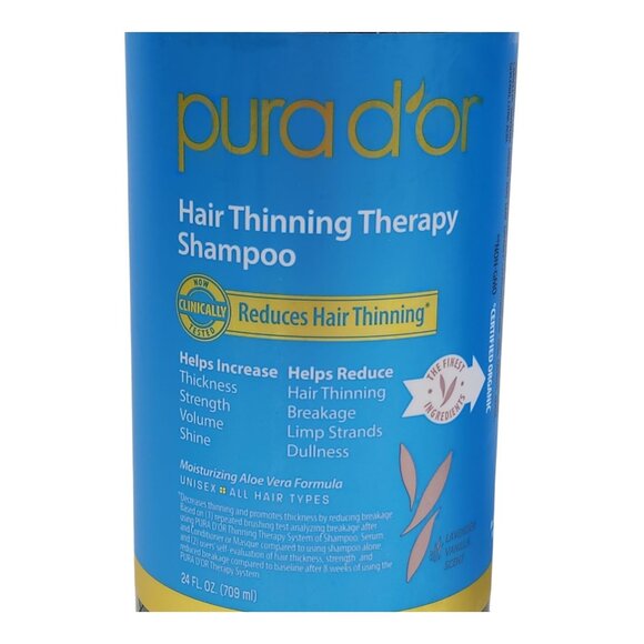 PURA D'OR Dor 2x LAVENDER VANILLA Hair Thinning Therapy Shampoo  JUMBO sz 24 oz - Picture 4 of 7